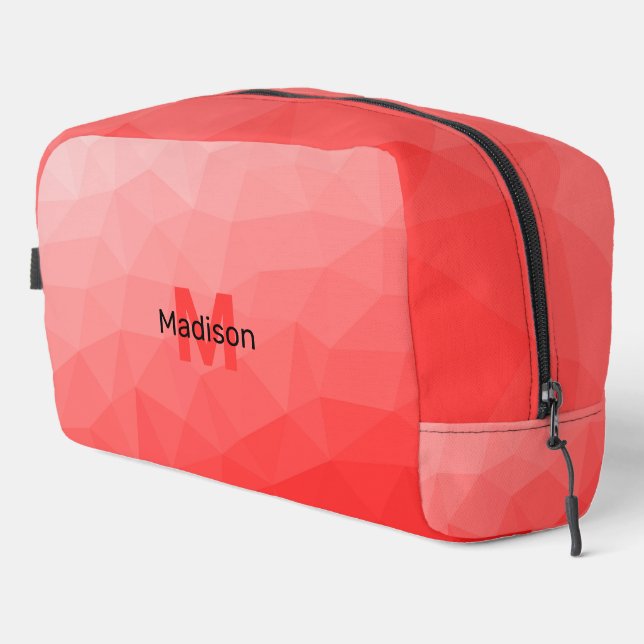 Red gradient geometric mesh pattern Monogram Dopp Kit (Right Corner)