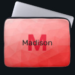 Red gradient geometric mesh pattern Monogram Laptop Sleeve<br><div class="desc">Monogram Personalize with your custom initial and name. Red gradient geometric mesh pattern.
Triangle geometric mesh with light dark red ombre gradient.
pattern, ombre, mesh, triangles, geometry, geometric, gradient, cool, triangle, bright, red</div>