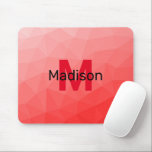 Red gradient geometric mesh pattern Monogram Mouse Pad<br><div class="desc">Monogram Personalize with your custom initial and name. Red gradient geometric mesh pattern. 
Triangle geometric mesh with light dark red ombre gradient. 
pattern,  ombre,  mesh,  triangles,  geometry,  geometric,  gradient,  cool,  triangle,  bright,  red</div>