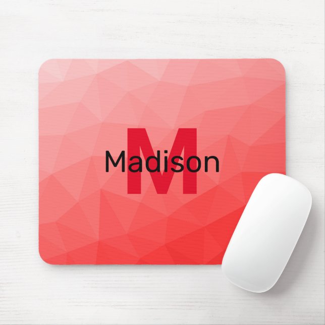 Red gradient geometric mesh pattern Monogram Mouse Pad (With Mouse)