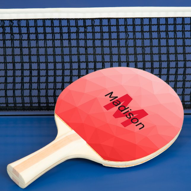 Red gradient geometric mesh pattern Monogram Ping Pong Paddle (Insitu)