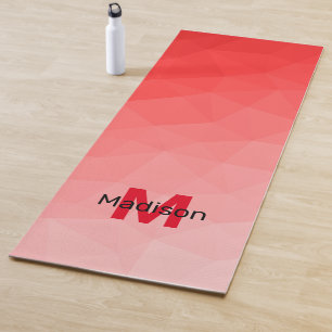 Red gradient geometric mesh pattern Monogram Yoga Mat