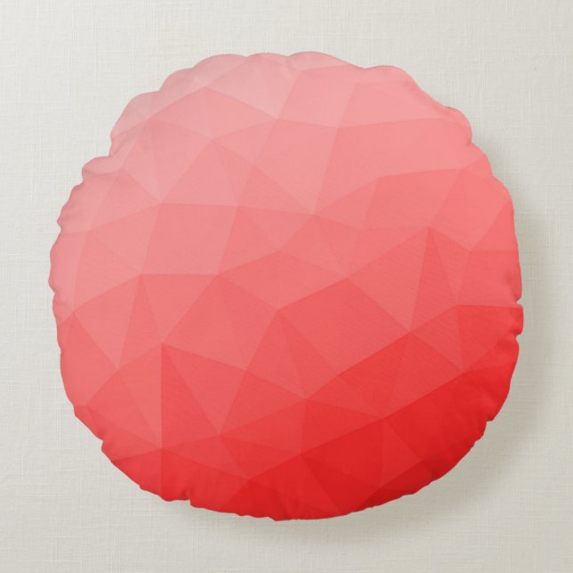 Red gradient geometric mesh pattern round pillow (Front)