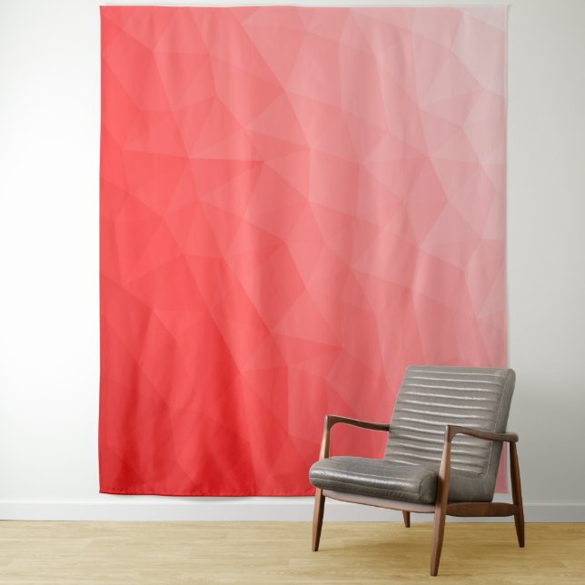Red gradient geometric mesh pattern tapestry (In Situ)