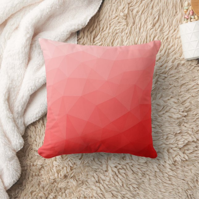 Red gradient geometric mesh pattern throw pillow (Blanket)