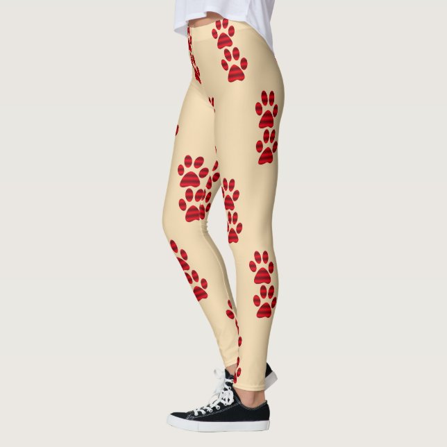 Red Gradient Paw Print Leggings (Left)