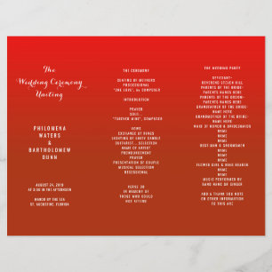 Red Gradient Tri-fold Wedding Program