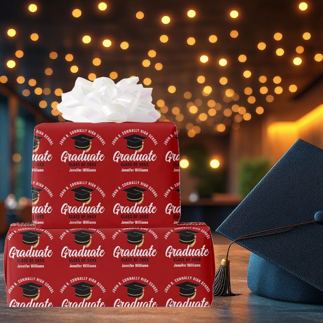 Red Graduate Customized 2026 Graduation Wrapping Paper (Creator Uploaded)