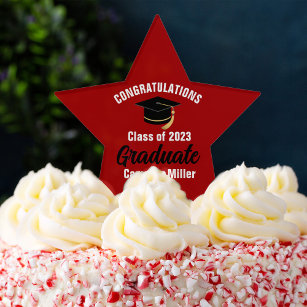Red Graduate Personalized 2024 Graduation Party Cake Pick