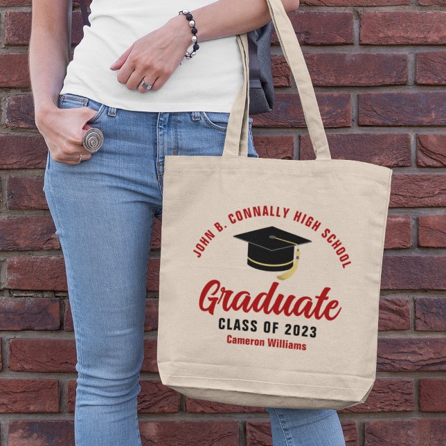 Red Graduate Personalized Class of 2026 Graduation Tote Bag (Creator Uploaded)