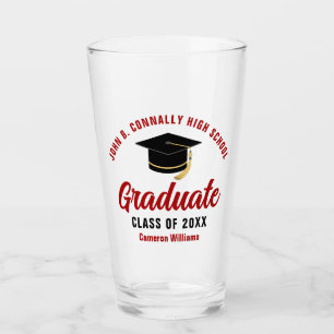Red Graduate Personalized Graduation Party Glass