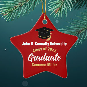 Red Graduate Personalized Graduation Star Ceramic Ornament