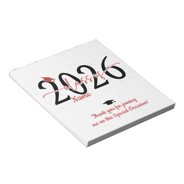 Red Graduation Candy Bar Wraps Party Favour Notepad (Angled)