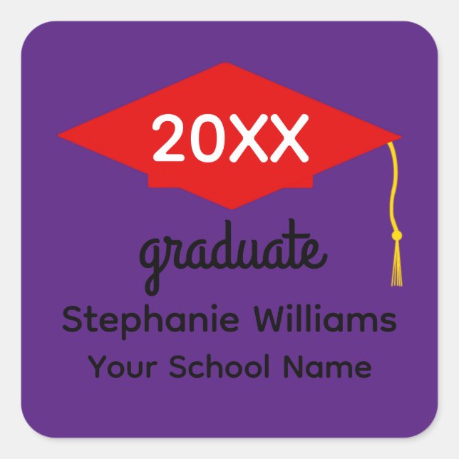 Red Graduation Cap #1-3 Stickers (Front)