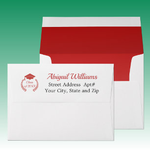 Red Graduation Cap and Laurel Envelope