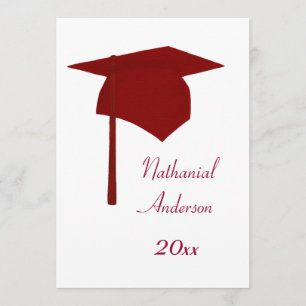 Red Graduation Cap and Tassel Invitations