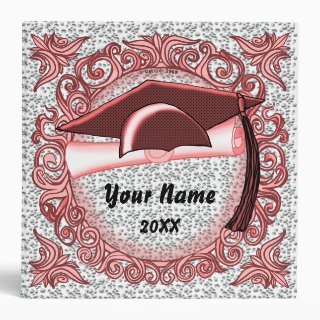 Red Graduation Cap custom binder (Front)