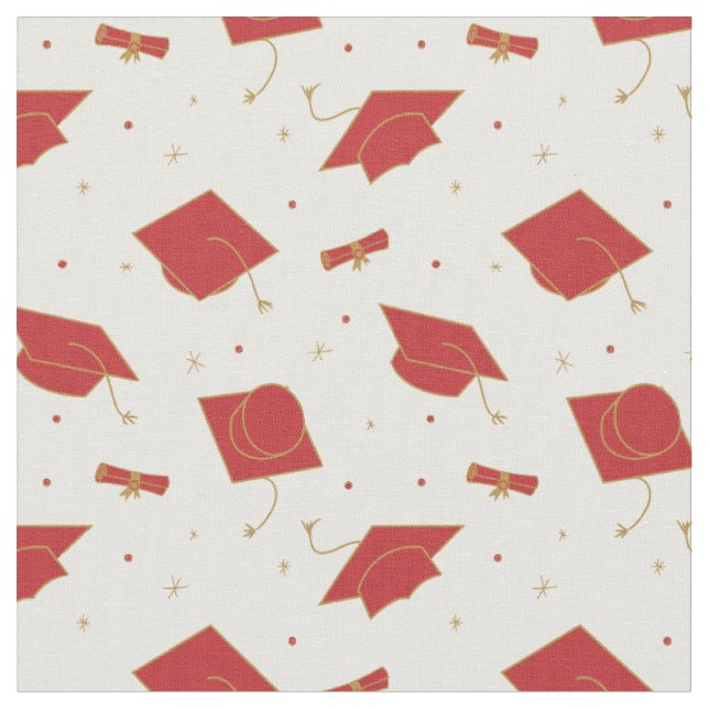 Red Graduation Cap Toss Fabric (Close Up)