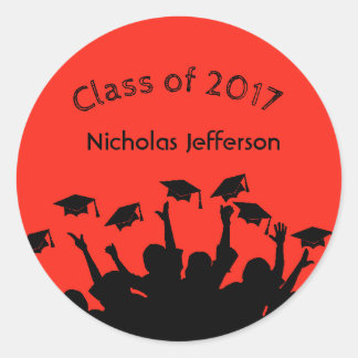 Red Graduation Cap Toss Personalized Sticker