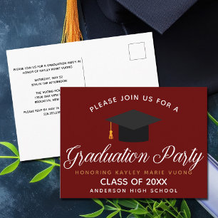 Red Graduation Class of 2023 Custom School Party Postcard