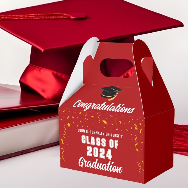 Red Graduation Class of 2024 Congratulations Party Favor Box (Creator Uploaded)
