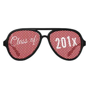 Red Graduation Class of Custom Year and Text Aviator Sunglasses