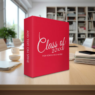 Red Graduation Class of Custom Year and Text Binder