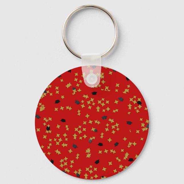 Red Graduation Confetti Keychain (Front)
