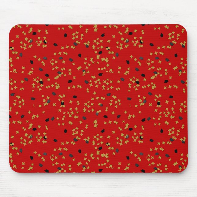 Red Graduation Confetti Mousepad (Front)