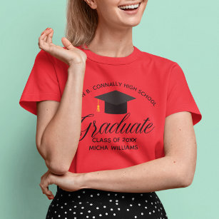 Red Graduation Custom High School Women's T-Shirt