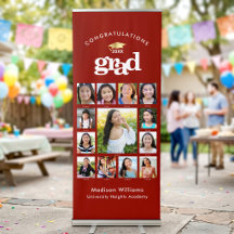 Red Graduation K–12 Photo Collage Gold Cap Bold