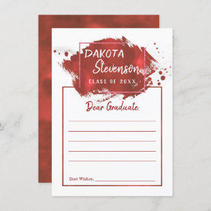 Red Graduation   Paint Splatter Grad Party Advice Invitation