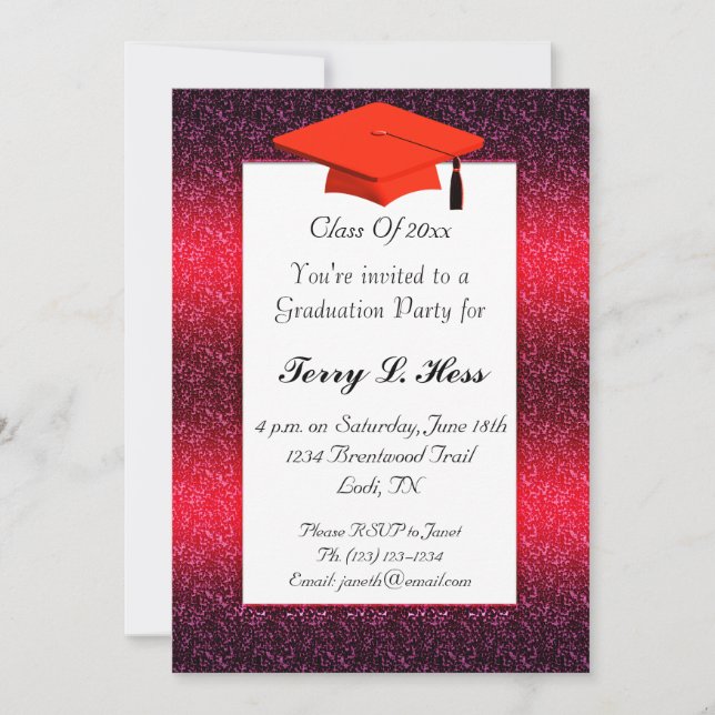 Red Graduation Party Invitation (Front)