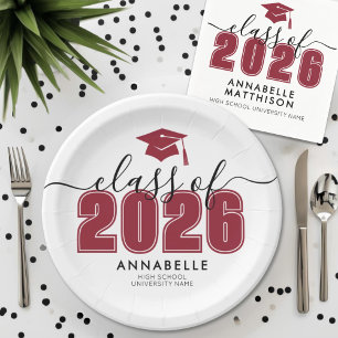 Red Graduation Party Paper Plate
