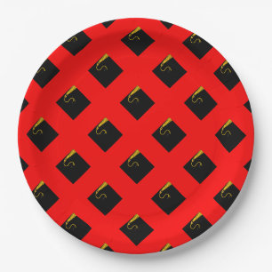 Red Graduation Party Paper Plates