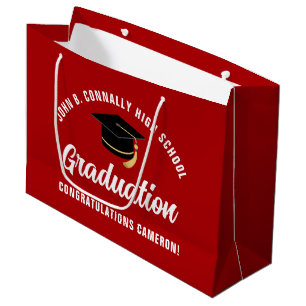 Red Graduation Party Personalized 2026 Graduate Large Gift Bag