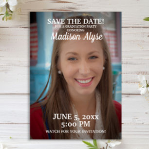 Red Graduation Party Save Date Photo Save The Date