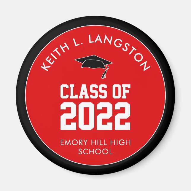 Red Graduation Personalized Magnet (Front)