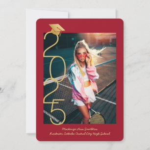 Red Graduation Photo 2022 Open House Invitation