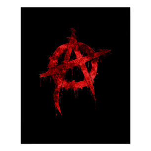 Red Graffiti Anarchy Symbol Poster