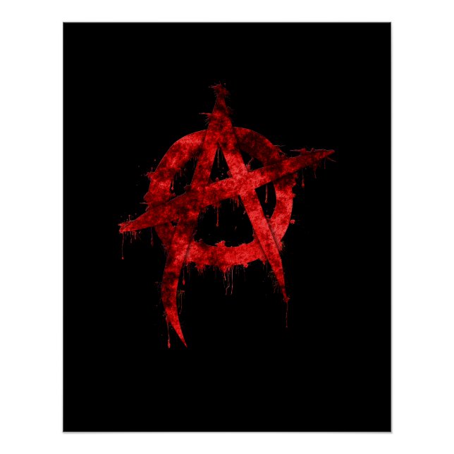 Red Graffiti Anarchy Symbol Poster (Front)