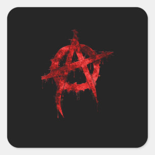 Red Graffiti Anarchy Symbol Square Sticker