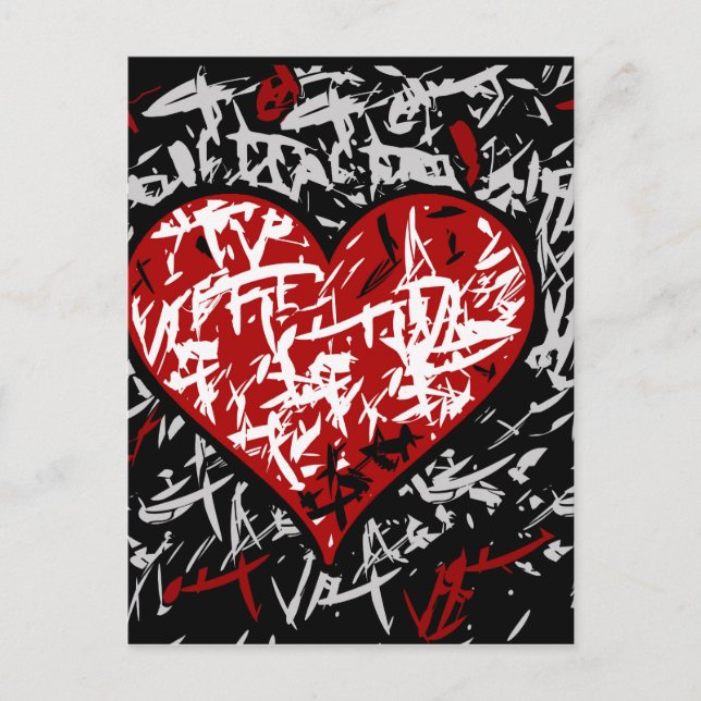 Red graffiti hart postcard (Front)