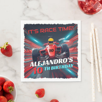 Red Grand Prix Racing Car Birthday Napkin
