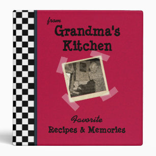 Red Grandmas Kitchen 1.5" Custom Photo Recipe Binder