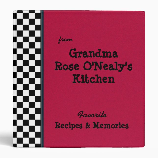 Red Grandmas Kitchen 1.5" Custom Recipe Binder (Front)