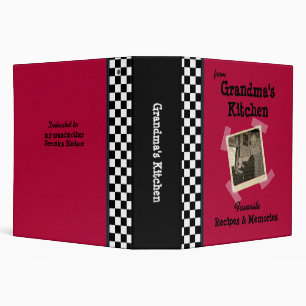 Red Grandmas Kitchen 2" Custom Photo Recipe Binder