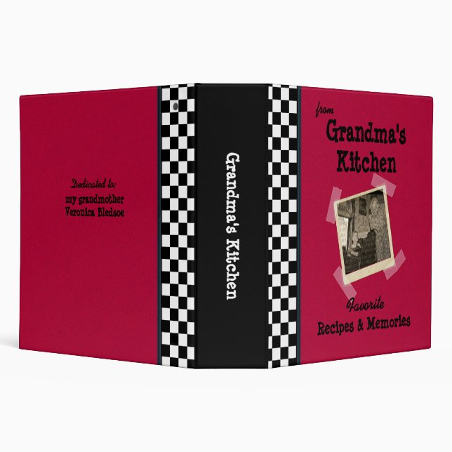 Red Grandmas Kitchen 2" Custom Photo Recipe Binder (Background)