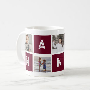 Red Grandmother 5 Photo Collage Nana Coffee Mug