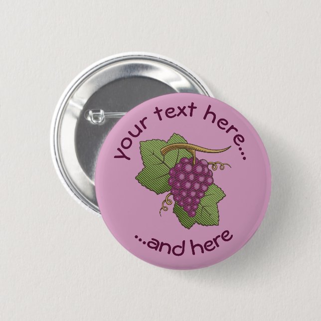 Red Grapes 2 Inch Round Button (Front & Back)